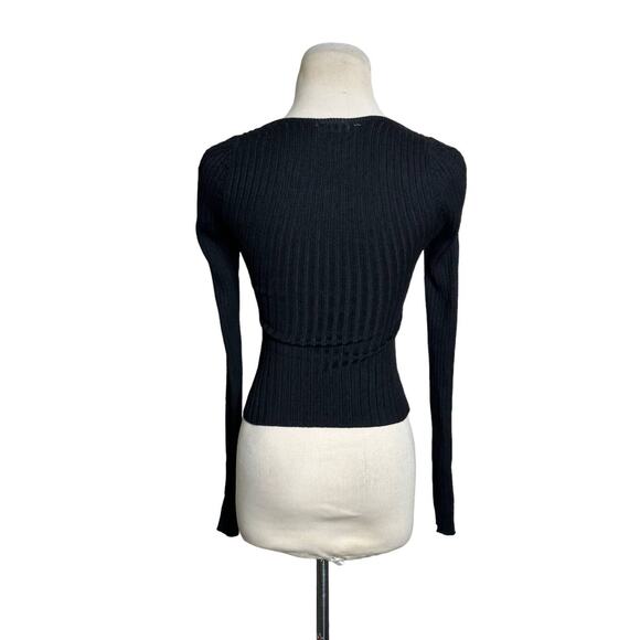 ASTR black knit long sleeves cut out fitted top size XS - Picture 2 of 10